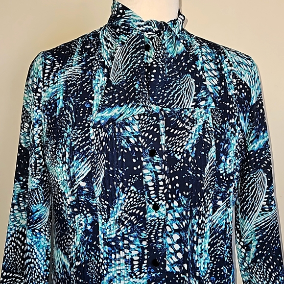 Cynthia Steffe Trapez Chiffon Long Sleeves High Neck Mini Dress size 0 - Picture 3 of 15